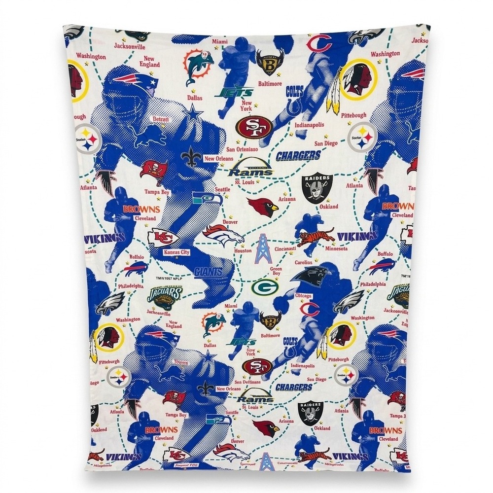 SportsCore NFL Football Vtg 90s Sheet Curtain Retired Logo Redskins Oilers Rams